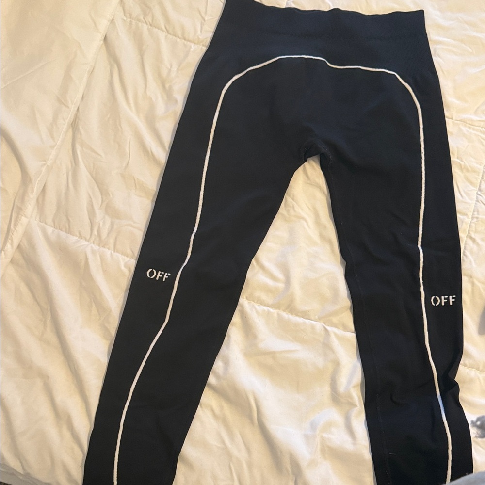 Off-White Black Ribnit Leggings with Ribnit LongSleeve top